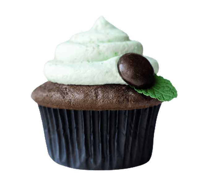 Cupcake with ice cream and chocolate sauce